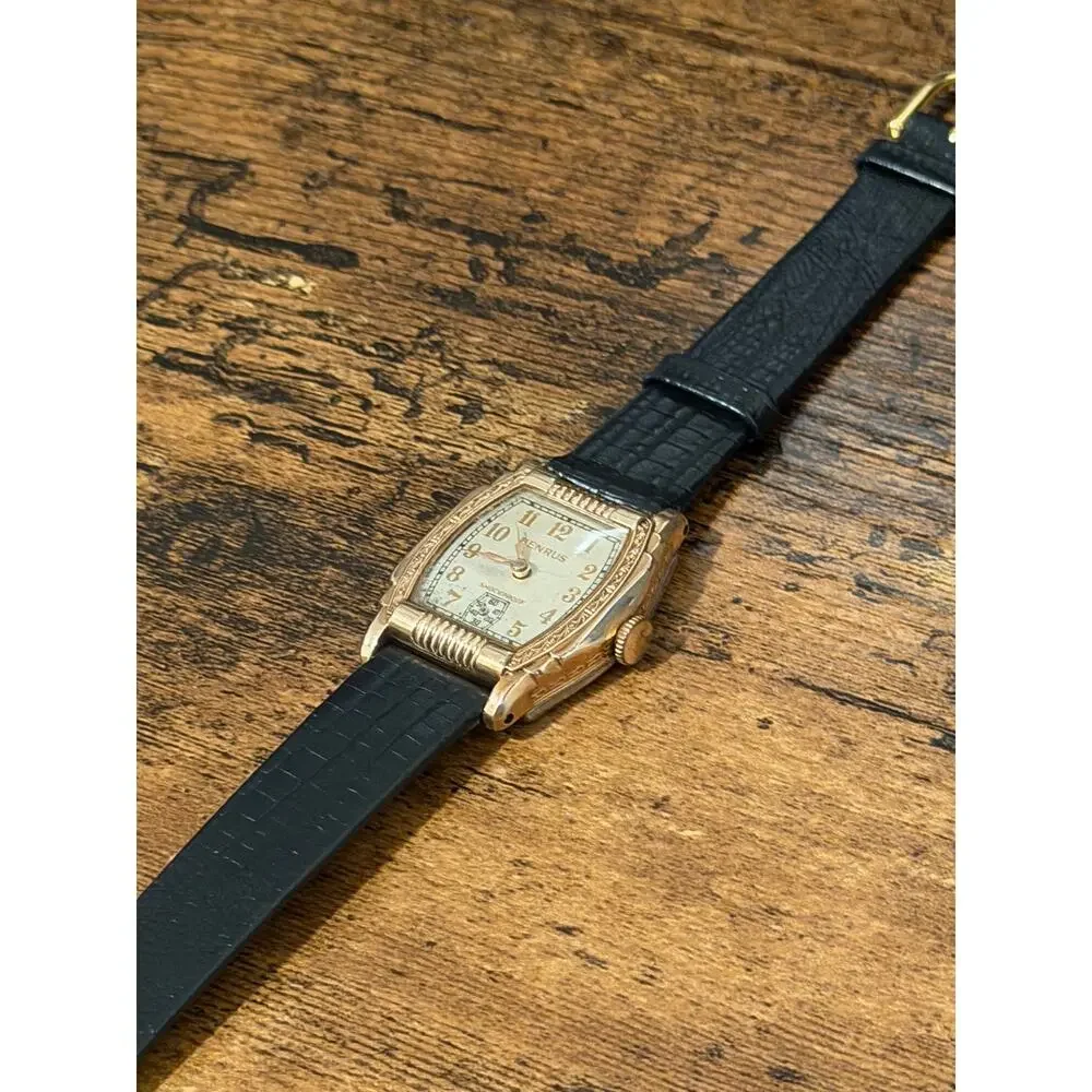 Benrus Art Deco Tank Shockproof Manual Wind Gold-Tone 29mm Watch